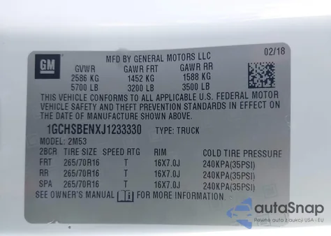 2018 Chevrolet Colorado Wt z USA, uszkodzony, nr VIN 1GCHSBENXJ1233330